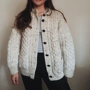 aran crafts speckled wool cardigan